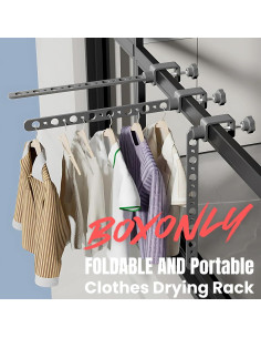 Secador de Ropa Plegable Boxonly 7 Agujeros Negro Aluminio 2