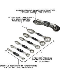 Juego de cucharas medidoras magnéticas El Chef Guru 6 piezas 2