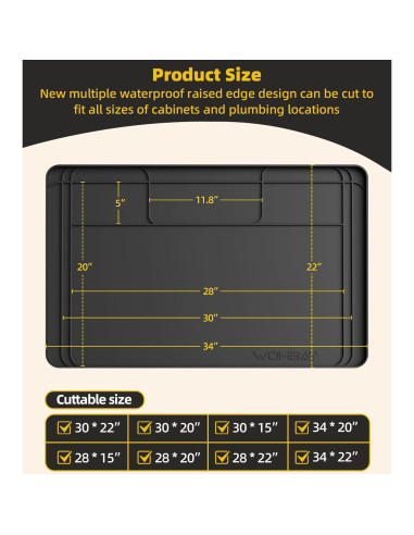 Alfombrilla para Fregadero Wohbay 86.4x55.9cm Silicona Impermeable