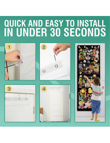 Organizador de Almacenamiento Honeyera para Animales de Peluche 182.88x60.96cm Negro