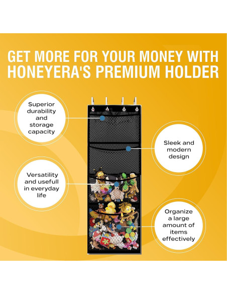 Organizador de Almacenamiento Honeyera para Animales de Peluche 182.88x60.96cm Negro Organizador de Almacenamiento Honeyera para Animales de Peluche 182.88x60.96cm Negro