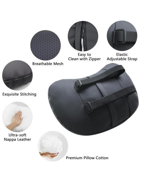 Cojín de Cuello TOPABYTE para Reposacabezas de Coche Negro