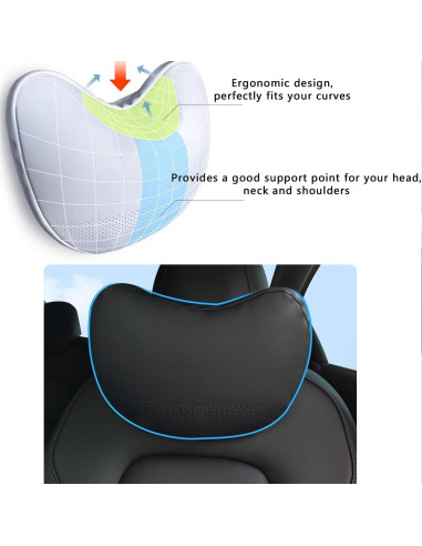 Cojín de Cuello TOPABYTE para Reposacabezas de Coche Negro