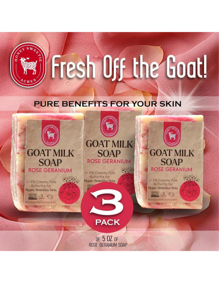 Jabón de Leche de Cabra Geranio Rosa Honey Sweetie Acres 141g