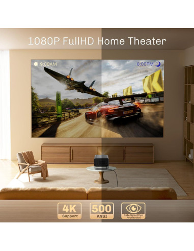 Proyector HIPPUS M11 1080P WiFi 6 Bluetooth 500 ANSI Gris