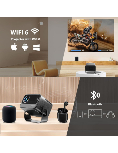 Proyector HIPPUS M11 1080P WiFi 6 Bluetooth 500 ANSI Gris