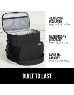 Bolsa de Almuerzo Aislada Gorilla Grip 15L Negra con Compartimentos 2