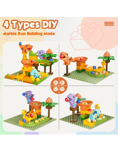 Pistas de Mármol Dinosaurios JIN SHENG 4 Carreras Verde