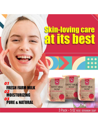 Jabón de Leche de Cabra Geranio Rosa Honey Sweetie Acres 141g