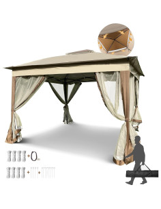 Gazebo Plegable 3.3x3.3m SPOFLYINN con Techo Doble y Malla 2