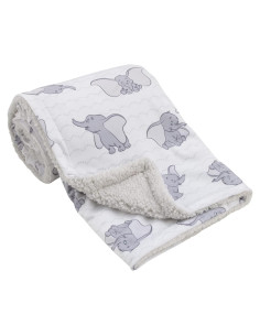 Manta para bebé Disney Dumbo blanca y gris Sherpa 76x102cm