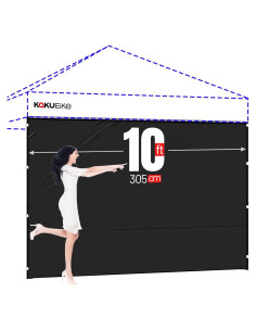 Pared Lateral 300D KaKuEike para Carpa 10x10 Negra Impermeable