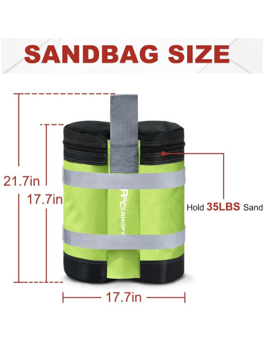 Bolsas de Arena ABCCANOPY para Toldos - 4 Unidades Verde