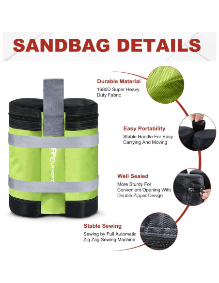 Bolsas de Arena ABCCANOPY para Toldos - 4 Unidades Verde