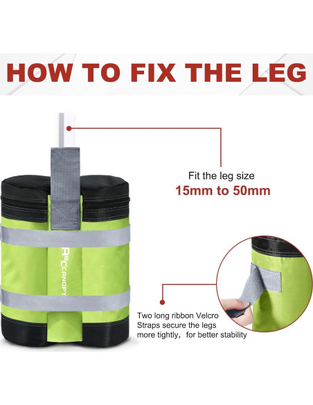 Bolsas de Arena ABCCANOPY para Toldos - 4 Unidades Verde