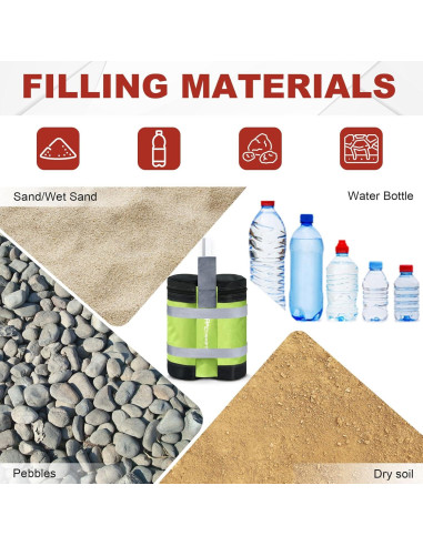 Bolsas de Arena ABCCANOPY para Toldos - 4 Unidades Verde