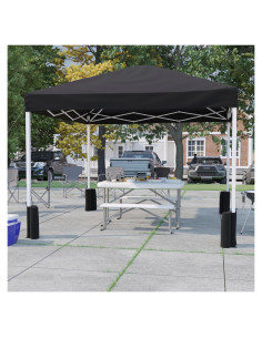 Carpa Plegable Flash Furniture 3x3m Negra con Estuche y Sacos