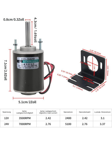 Motor de CC 30W Honses 12V/24V Mini Generador 3500/7000RPM