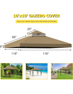 Cubierta Superior Gazebo 10x10' Big Lighting Deals Caqui 2