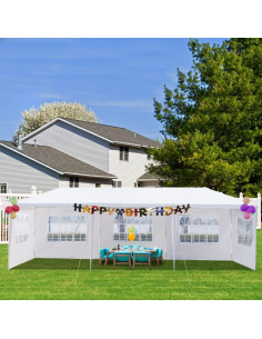 Carpa de Fiesta 3x9m con 5 Paredes Removibles y Ventanas 2