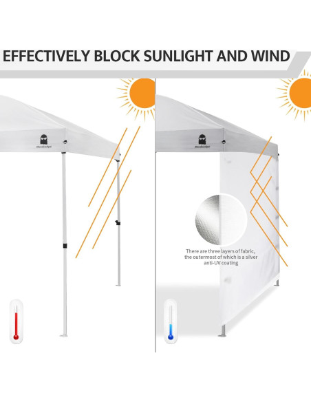 Pared Lateral de Sombra MordenApe para Toldo 10x10, Impermeable
