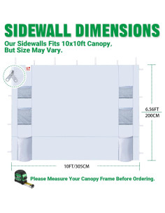 Paredes Laterales para Carpa 10x10 Acepic, Impermeables UV 2