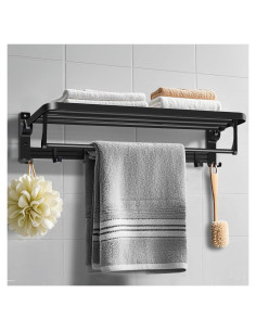 Soporte de Toallas Plegable QHMCHDZ 58.93 cm Negro Mate