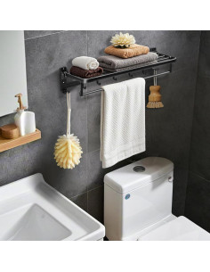 Soporte de Toallas Plegable QHMCHDZ 58.93 cm Negro Mate 2