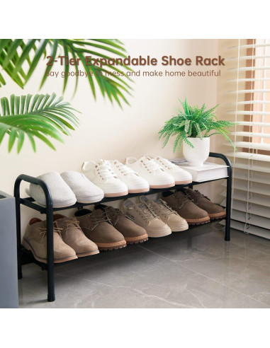Estante para Zapatos Expandible Gonfoam 2 Niveles Metal Negro