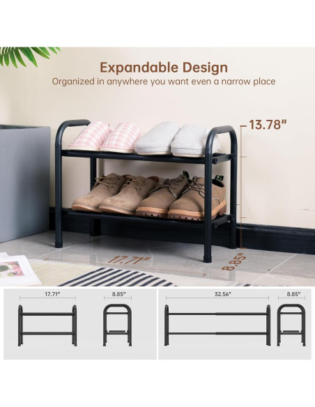 Estante para Zapatos Expandible Gonfoam 2 Niveles Metal Negro