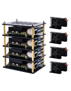 Caja Clúster 4 Capas GeeekPi para Raspberry Pi 5 con Enfriadores
