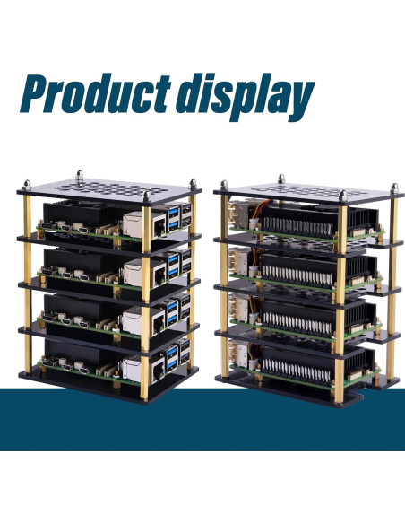 Caja Clúster 4 Capas GeeekPi para Raspberry Pi 5 con Enfriadores