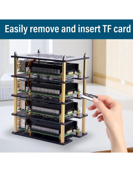 Caja Clúster 4 Capas GeeekPi para Raspberry Pi 5 con Enfriadores