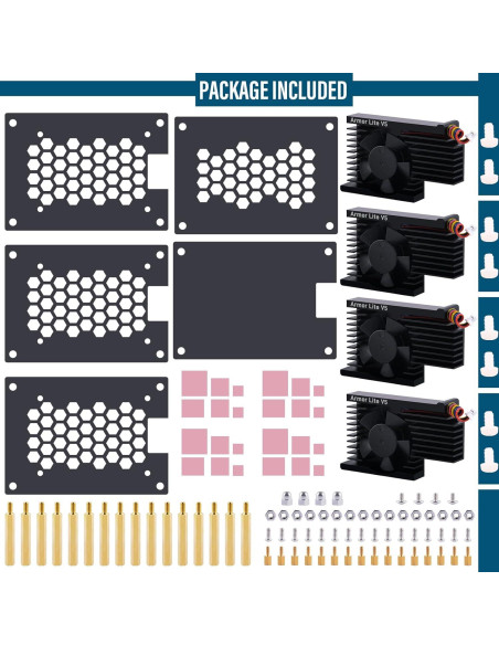 Caja Clúster 4 Capas GeeekPi para Raspberry Pi 5 con Enfriadores