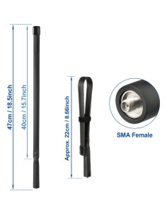 Antena de Radio Ham Plegable Bingfu VHF UHF 136-520MHz 47cm 2