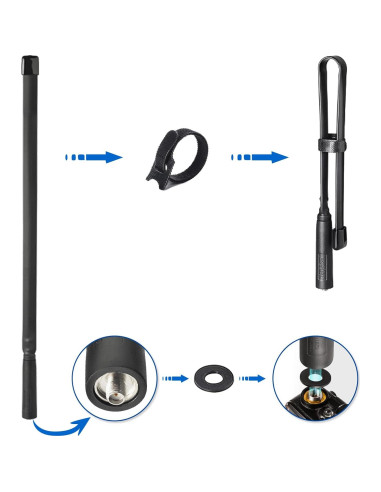 Antena de Radio Ham Plegable Bingfu VHF UHF 136-520MHz 47cm