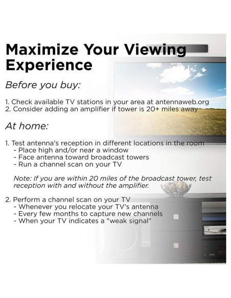 Antena de TV Amplificada UltraPro 47331, Diseño de Barra, 80 km