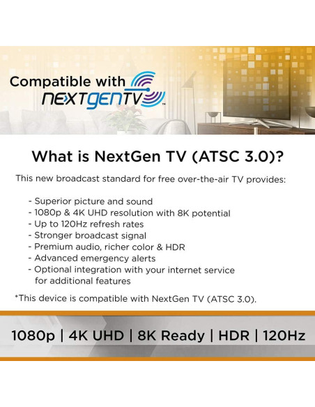 Antena de TV Amplificada UltraPro 47331, Diseño de Barra, 80 km