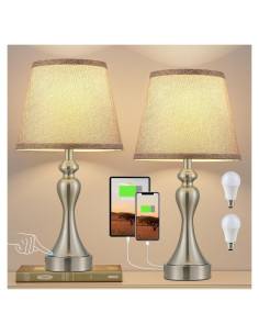 Juego de 2 Lámparas Táctiles Seealle con USB y Regulable