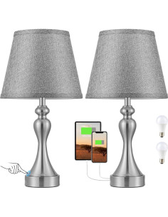 Juego de 2 Lámparas Táctiles Seealle con USB y Regulable 2