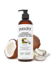 Aceite de Coco Fraccionado Orgánico PURA D'OR 473ml - Hidratante MCT
