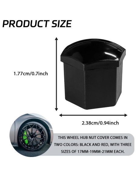 Cubiertas de Tuercas de Rueda QQWD 17mm 20 Piezas Negro