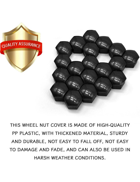 Cubiertas de Tuercas de Rueda QQWD 17mm 20 Piezas Negro