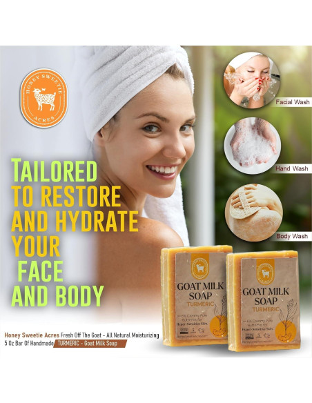 Jabón de Leche de Cabra con Cúrcuma Honey Sweetie Acres - 2 Unidades - 142 g