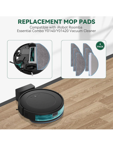 Almohadillas de Reemplazo LncBoc para iRobot Roomba Q0120 - 6 Piezas