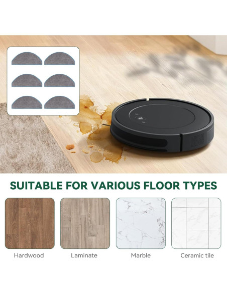 Almohadillas de Reemplazo LncBoc para iRobot Roomba Q0120 - 6 Piezas