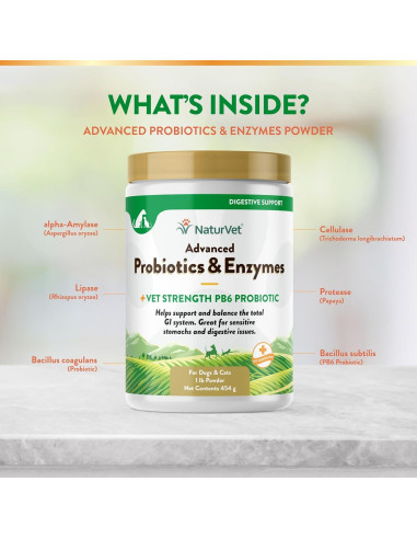 NaturVet Probioticos Avanzados 0.45 kg para Perros y Gatos