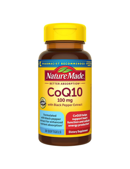 Nature Made CoQ10 100mg con Extracto de Pimienta Negra - 30 Gelatinas Blandas