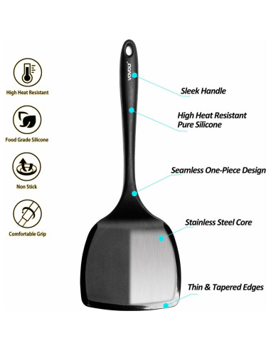 Espátula de Silicona Vovoly Extra Grande Negra para Cocina