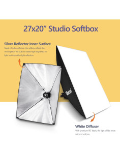 Kit de Iluminación UBeesize Softbox 68.6x50.8cm 2 Bombillas 40W 2